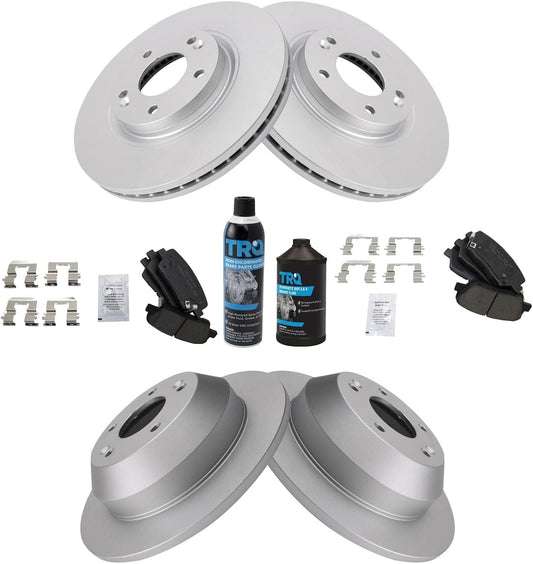 TRQ Front and Rear Brake Pad & Rotor Kit for Hyundai & Kia