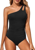 One Shoulder One Piece Swimsuit for Women - Tummy Control (Style FZXB)