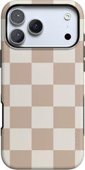 Casely iPhone 17 Pro Case Fit Check - Neutral Checkerboard Protective