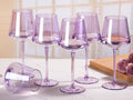 Purple Wine Glasses Set of 6 - Hand Blown 16oz Colored Crystal