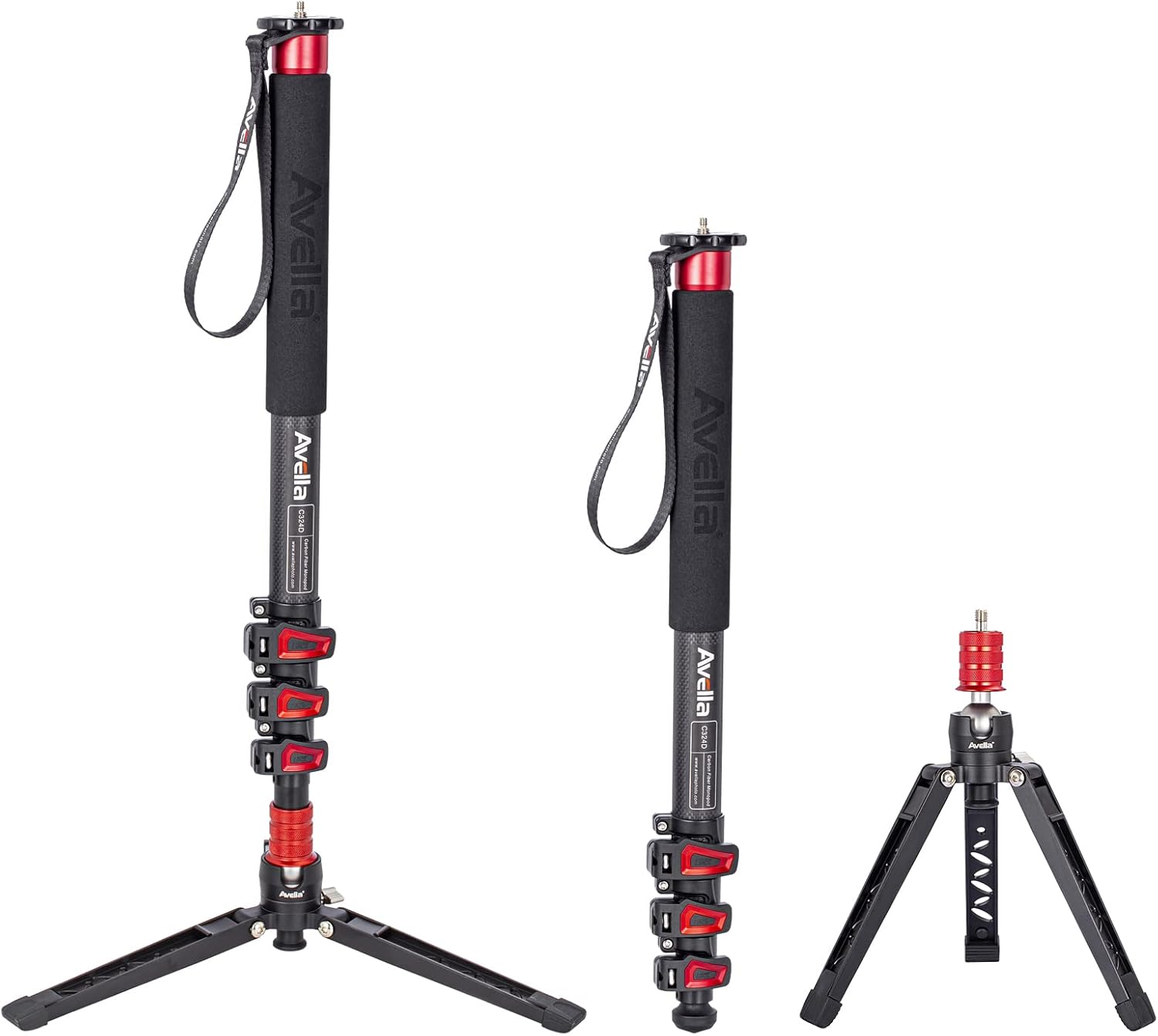 Avella C324D Carbon Fiber Monopod for DSLR Cameras and More