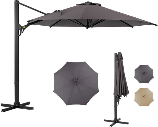 Large Outdoor Umbrella with Push Button Tilt and Crank Feature