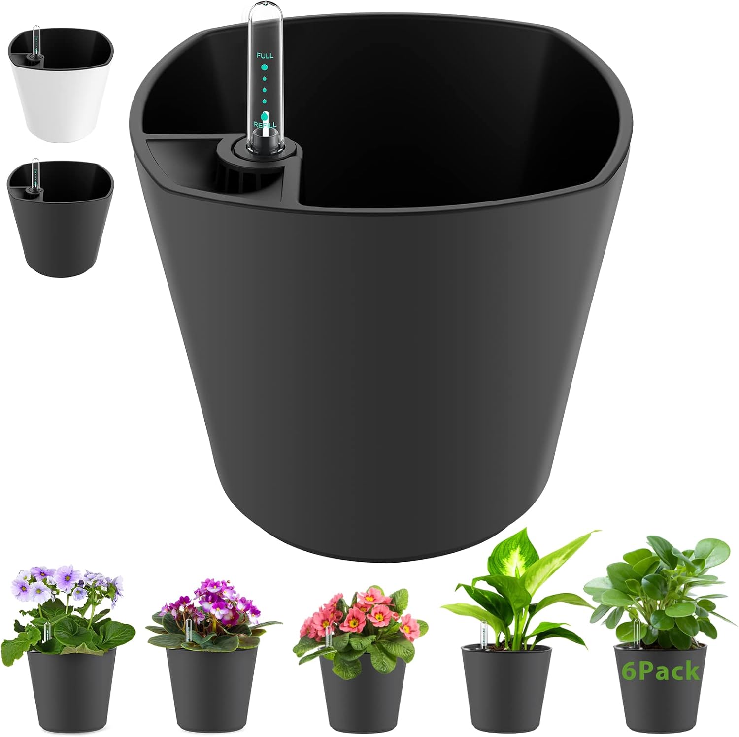 Self Watering Planters for Indoor Outdoor Plants 7 inch Grey