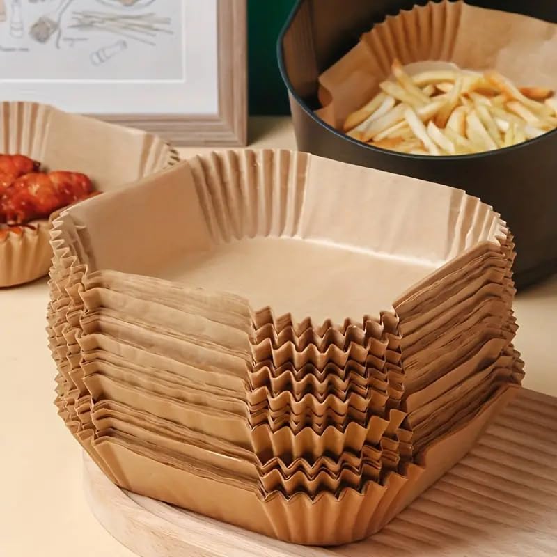 Oil-Resistant Air Fryer Liners: Non-Stick & Disposable - 50pc