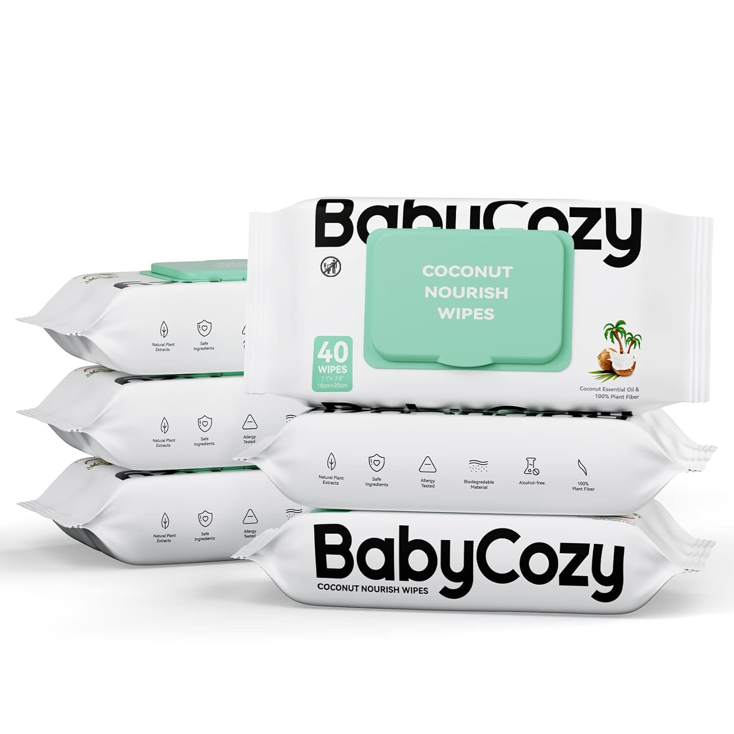 Babycozy 2-in-1 Coconut Baby Wipes, Hydrate Cleanse