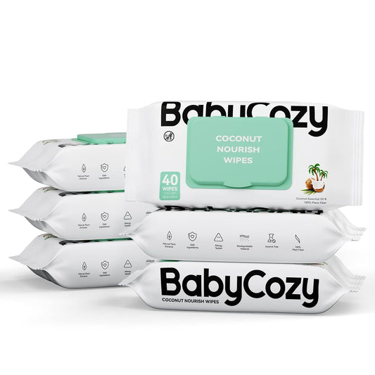 Babycozy 2-in-1 Coconut Baby Wipes, Hydrate Cleanse