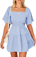 Shy Velvet Women's Summer Dress Square Neck Mini - Breathable Cotton
