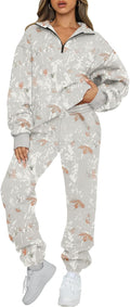 Women's Sweatsuits 2 Piece Half Zip Lounge Set - Thick Fleece