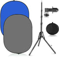 Chromakey Blue Grey Backdrop 3.3x5ft with 6.23ft Stand - Reversible