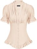 Scarlet Darkness Victorian Puff Sleeve Blouse - Dressy Casual Blouses