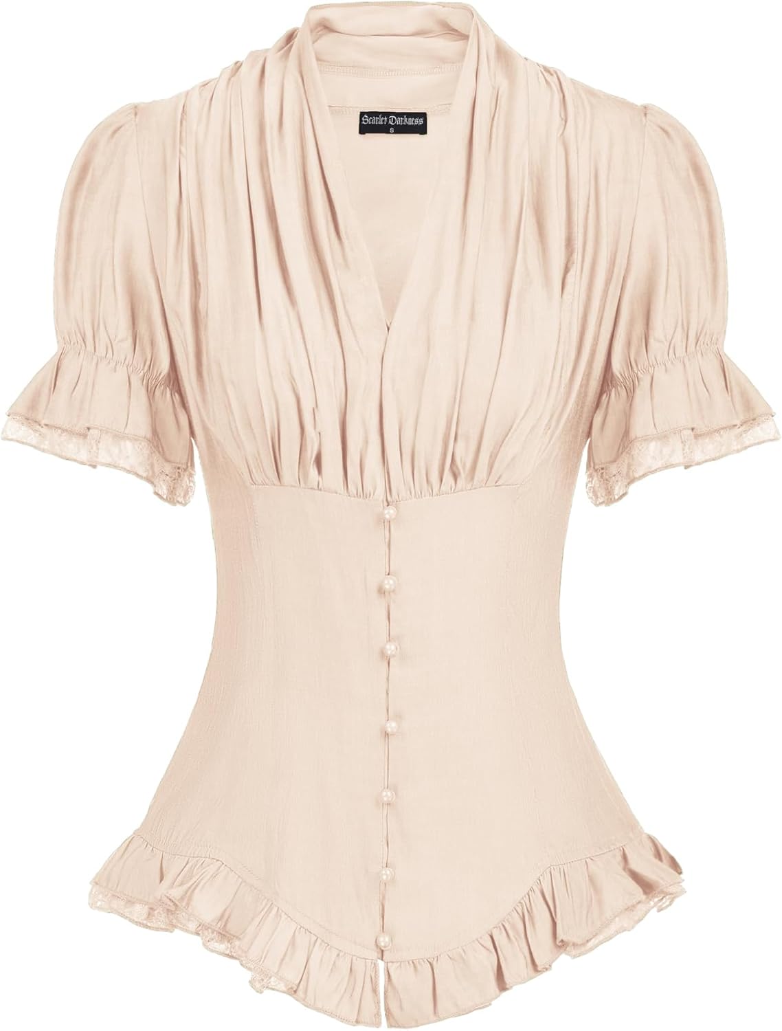Victorian Peasant Blouses for Women - Elegant Short Puff Sleeve