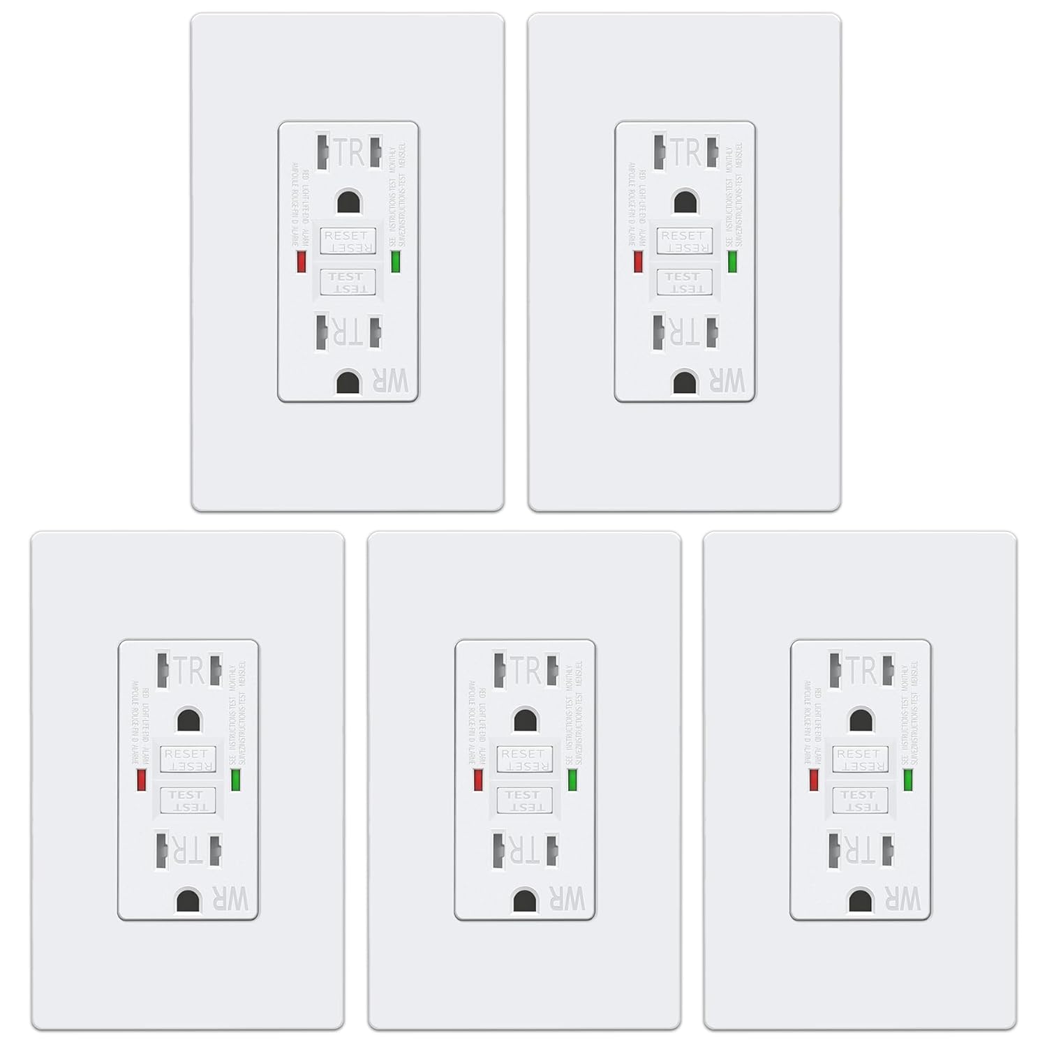 ELECTECK 5 Pack GFCI Outlets for Outdoor Weather Resistance