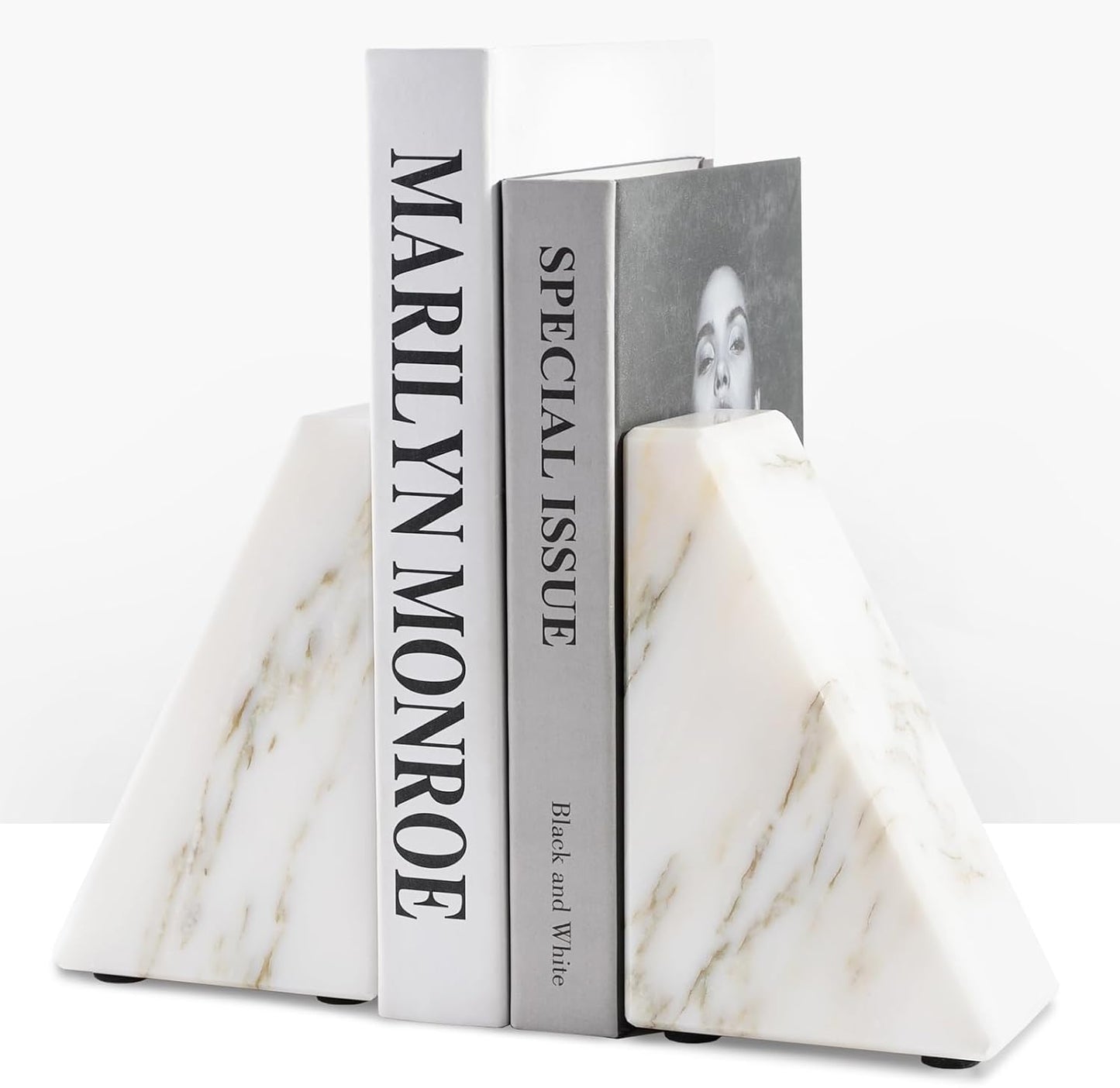 Marble Book Ends White Heavy Duty Decorative Natural Book Stopper