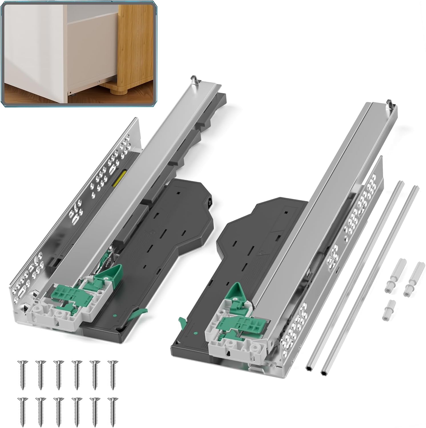 SIGOE Push to Open Soft Close Drawer Slide 18 Inch Full Extension