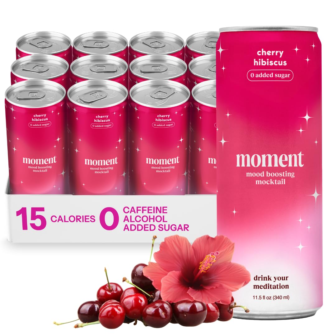 Moment Mocktails Non Alcoholic Sparkling Cherry Hibiscus Drink