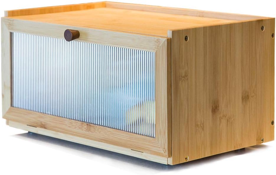 Bamboo Bread Box for Kitchen Counter - Large Capacity Storage