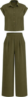 Womens 2 Piece Summer Set with Palazzo Pants - Lightweight Travel