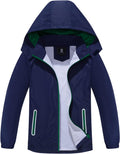 Kids Rain Jacket Waterproof Raincoat Mesh Lined with Removable Hood be