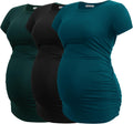 Smallshow Women's Maternity Ruched Tunic T-Shirt - Soft Rayon Stretch
