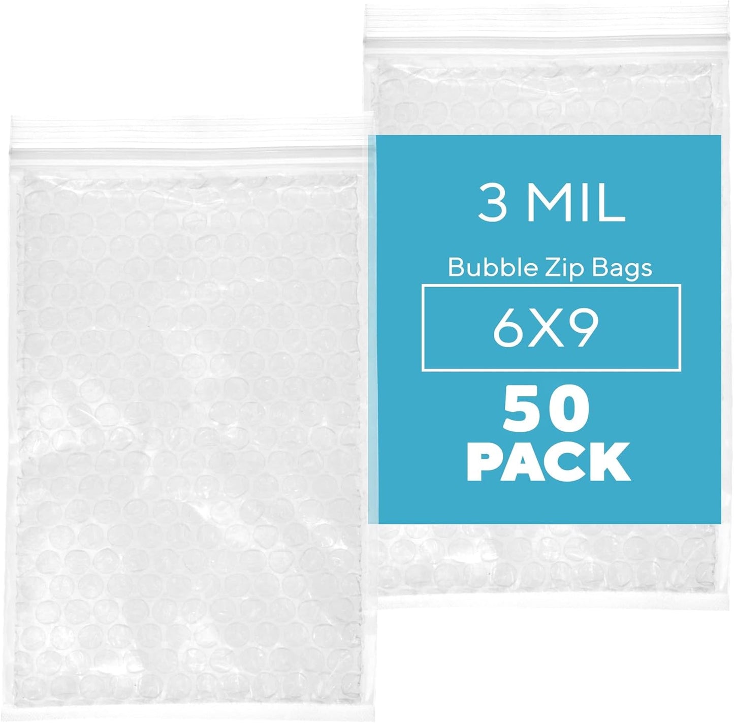 GPI 50 Count Bubble Resealable Zip Bags for Safe Storage