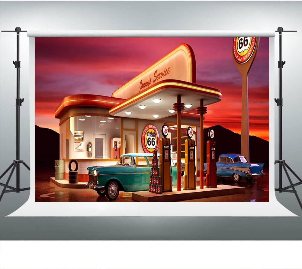 50s Backdrop for Bathday Party Vintage Car Photography Decor