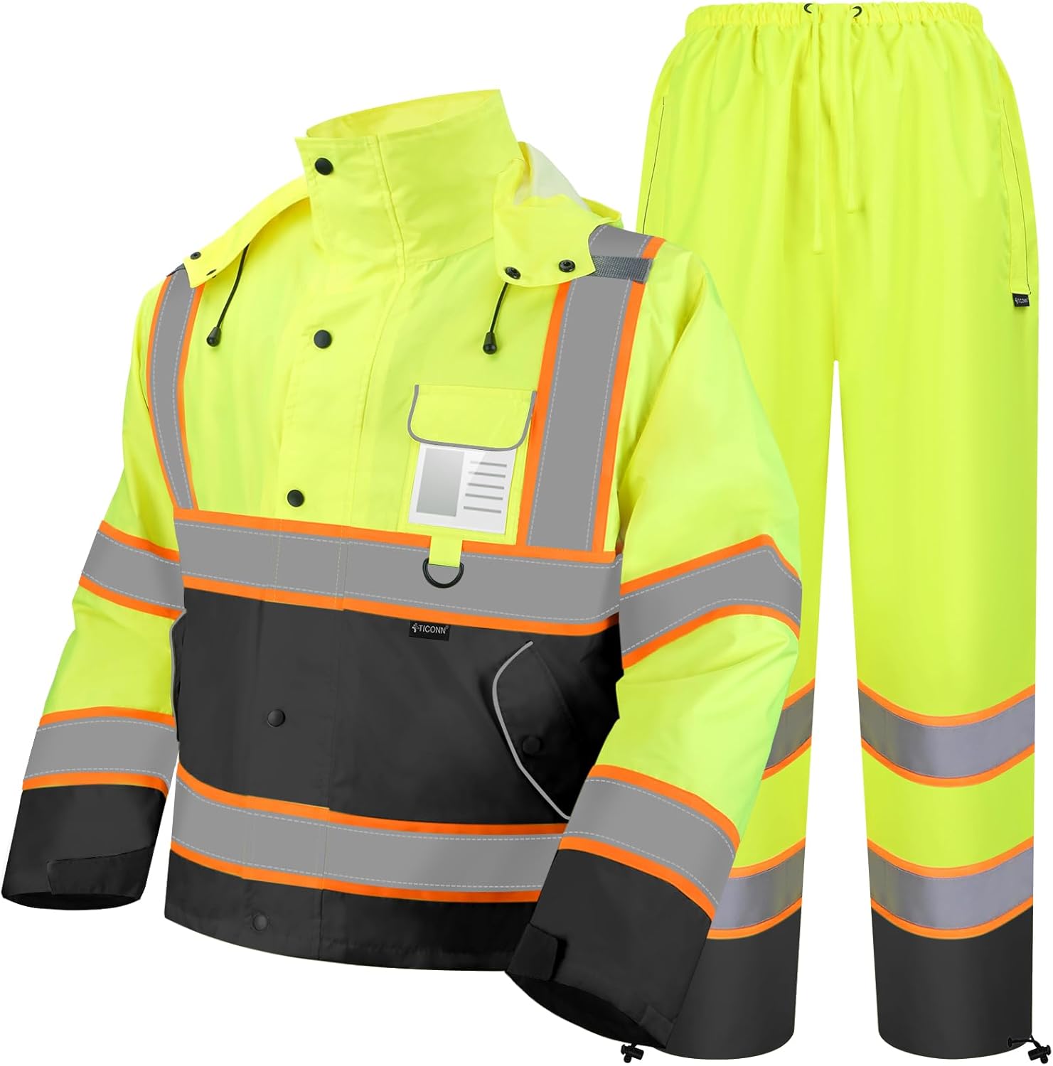 TICONN Hi Vis Rain Jacket and Pants for Safety and Comfort