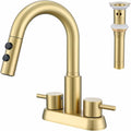 Bathroom Sink Faucet with Pull Down Sprayer 4 in Centerset - Brushed