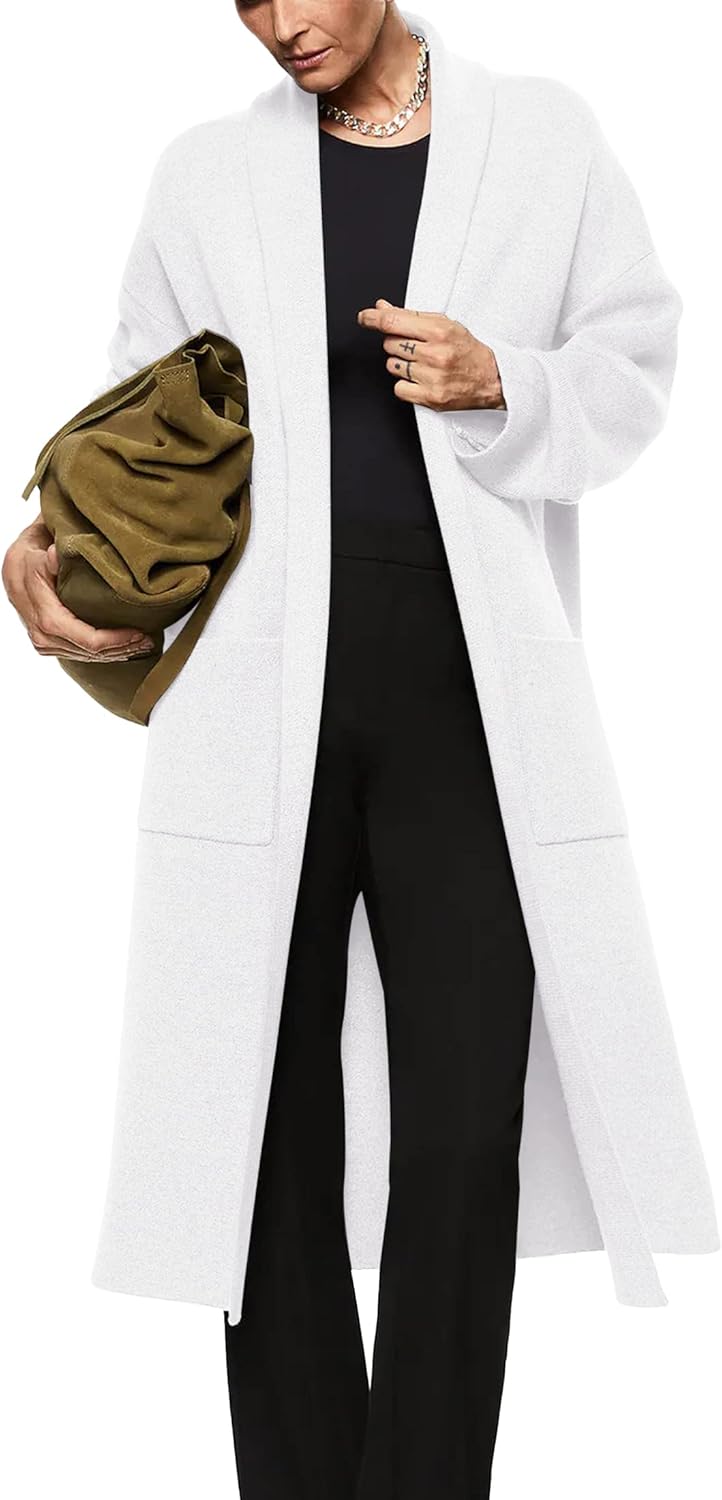 Womens Long Sleeve Maxi Cardigan Open Front Cozy Sweater Coat