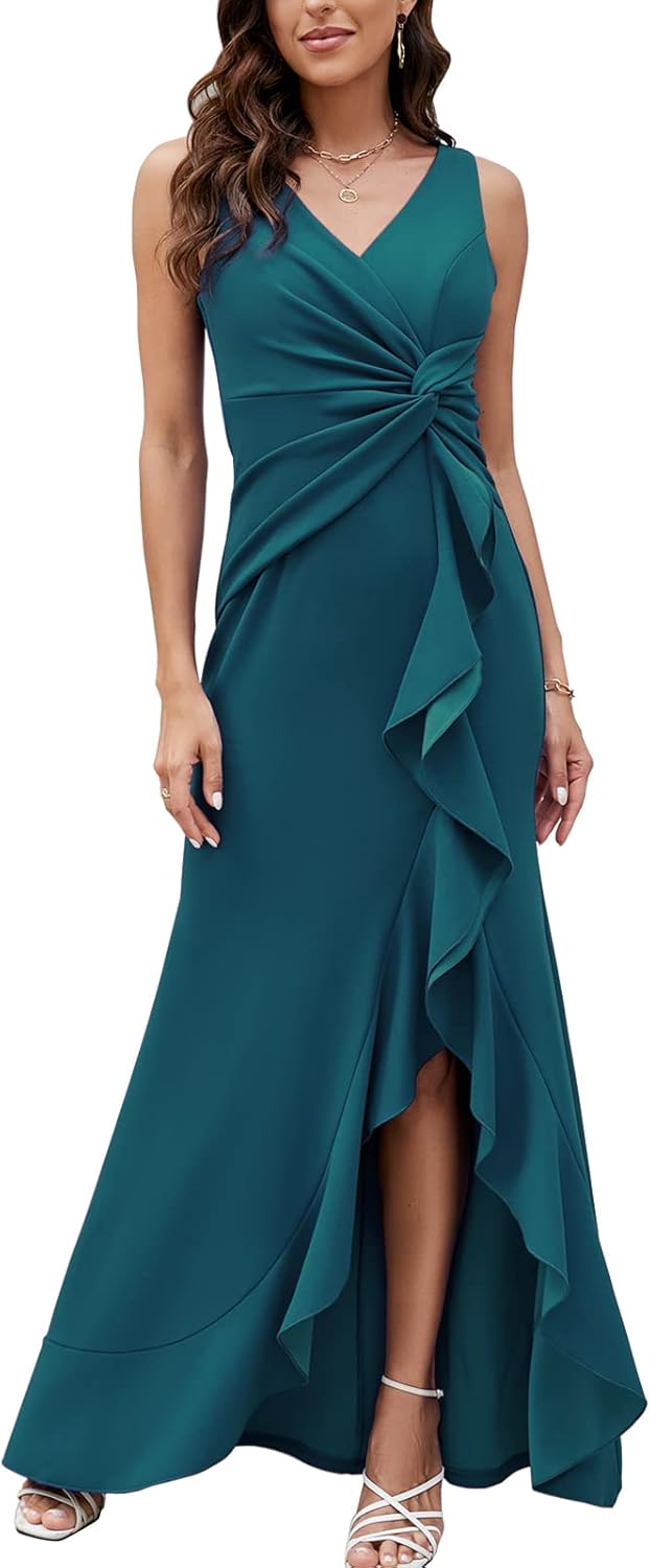 Elegant Peacock Blue Evening Dresses for Women by FQA