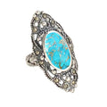 Pure 925 Sterling Silver Turquoise Ring for Women US Size 5 - Boho