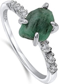 Real Raw Crystal Dainty Ring white Gold Birthstone - Gift (Style 5HPB)