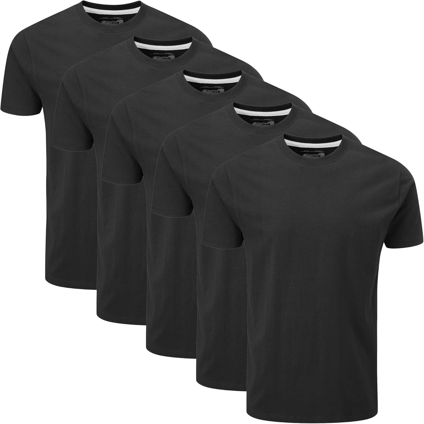 Charles Wilson Men's 5 Pack Crew Neck T-Shirt for Everyday Comfort