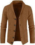 Men's Wool Blend Shawl Collar Cable Knit Cardigan - Slim Fit Cozy
