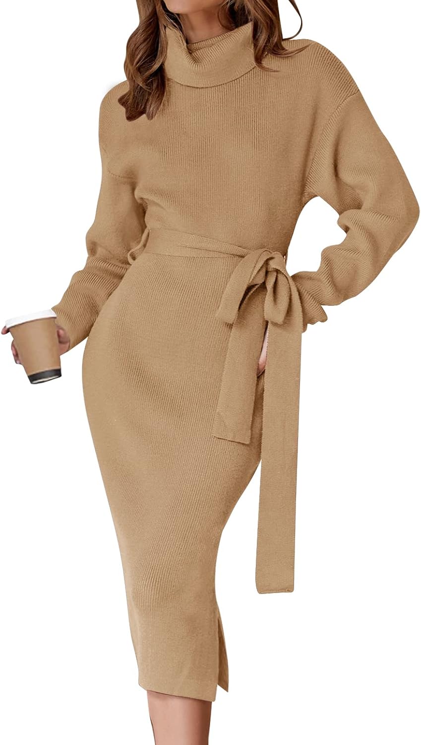 Stylish Women's Turtleneck Sweater Midi Dress for Every Occasion
