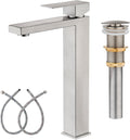 Brushed Nickel Tall Vessel Sink Faucet for Modern Bathrooms