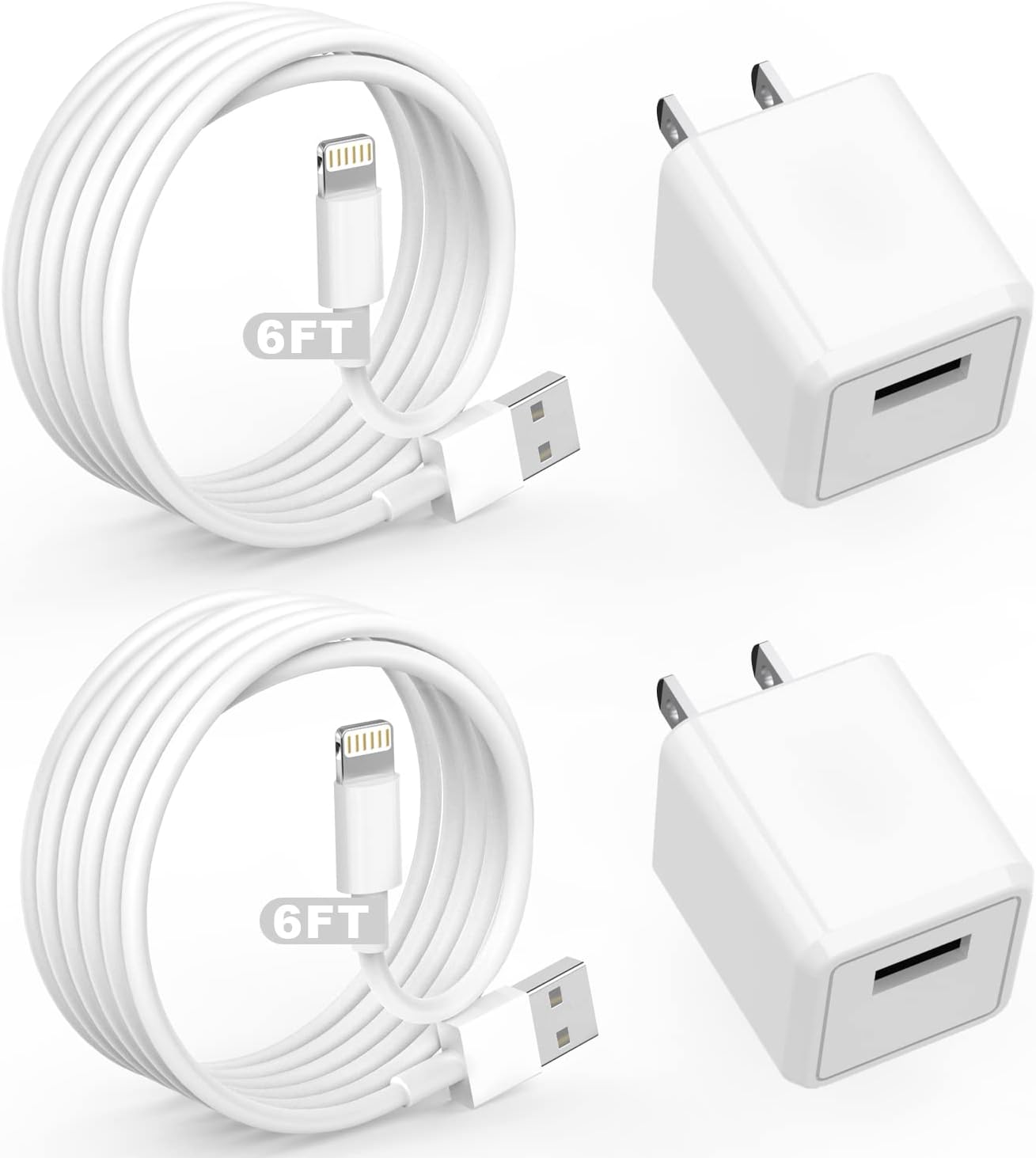 Fast Charge Anywhere: 2Pack Cube Charger & 6FT Cable