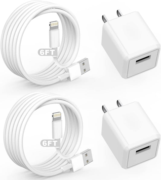 Fast Charge Anywhere: 2Pack Cube Charger & 6FT Cable