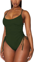 Ruched High Cut One Piece Swimsuit - Tummy Control Cheeky Fit slimming