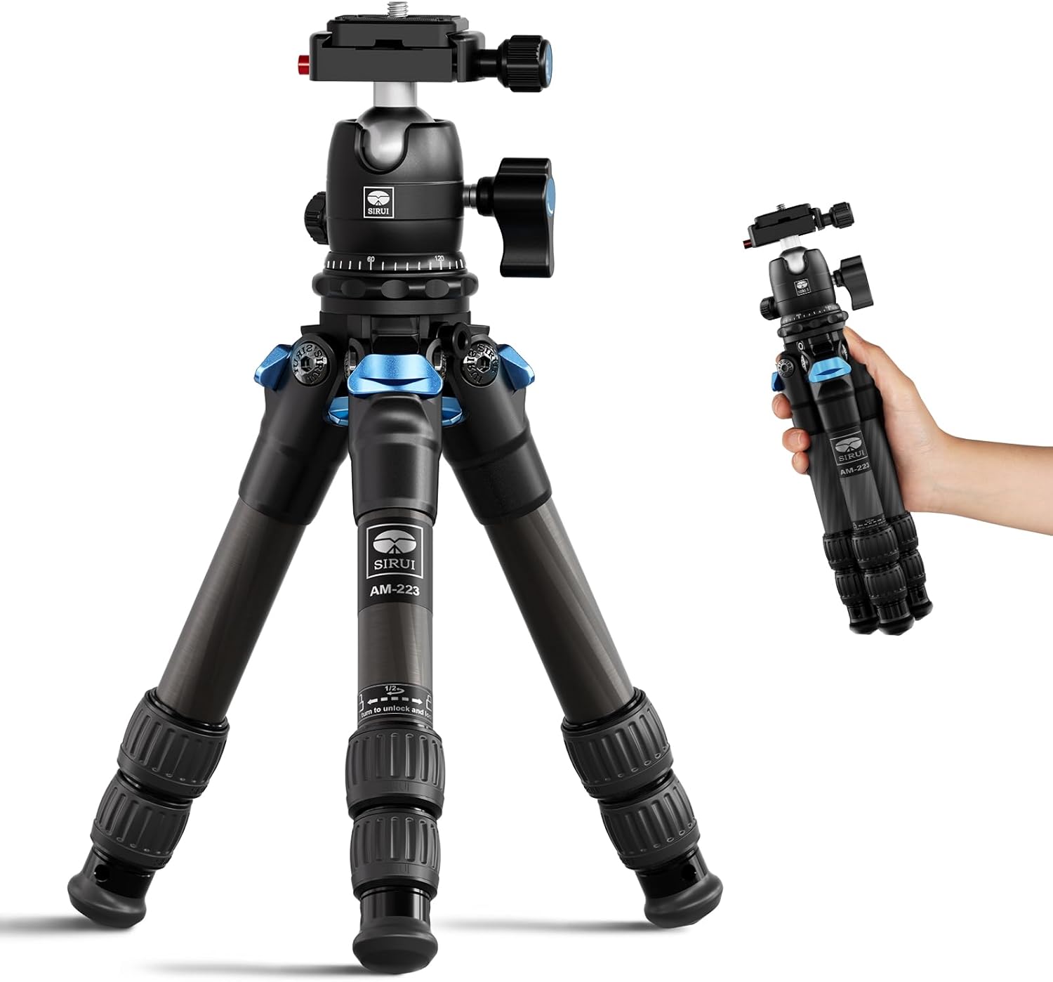 SIRUI Carbon Fiber Travel Tripod with B-00K Ballhead for Cameras