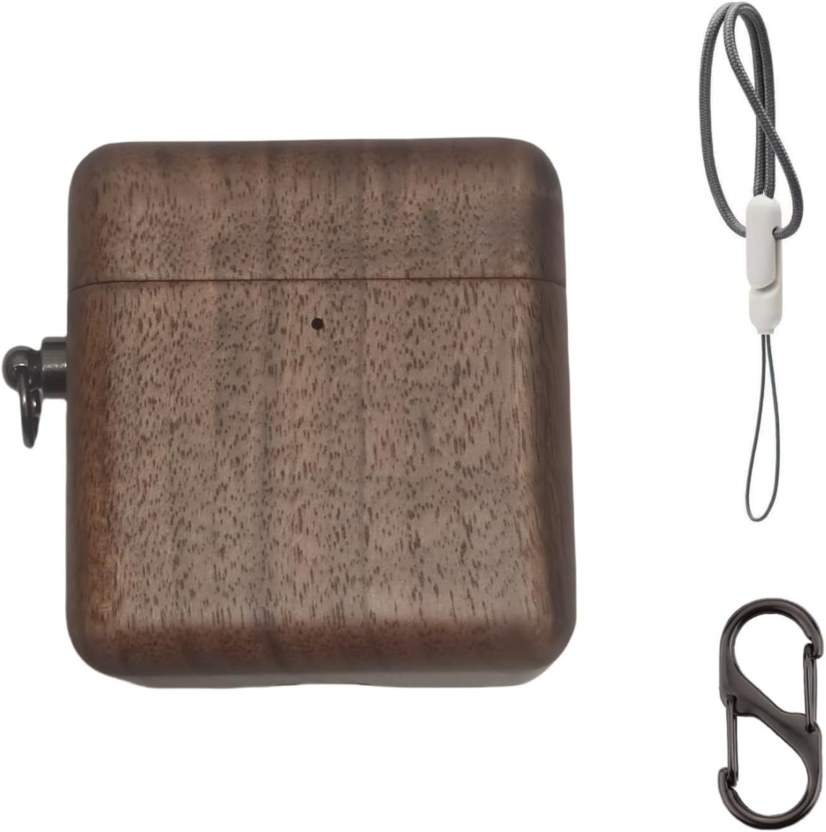 Protective Wooden Case for Bose Earbuds with Carabiner