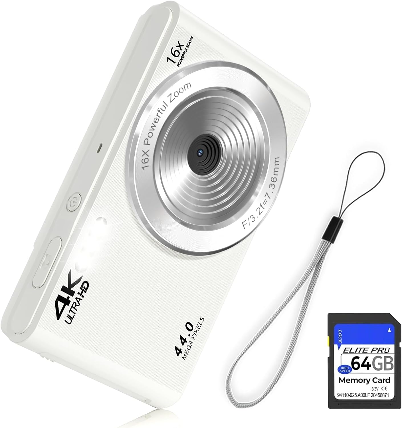 44MP FHD 4K Kids Camera with 16x Zoom and Accessories