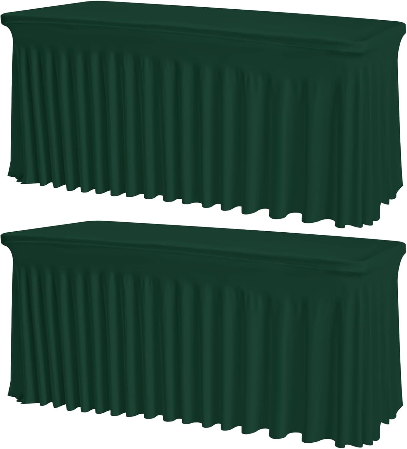 Dark Green Spandex Tablecloths for 6FT Tables - 2 Pack