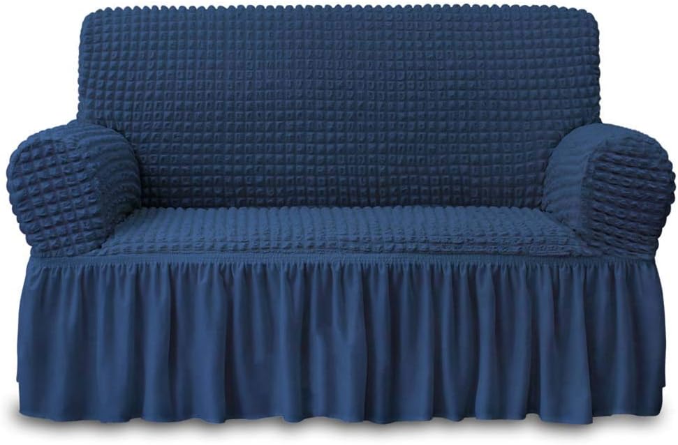 NICEEC Loveseat Slipcover Blue Couch Cover for 2 Seater Sofa