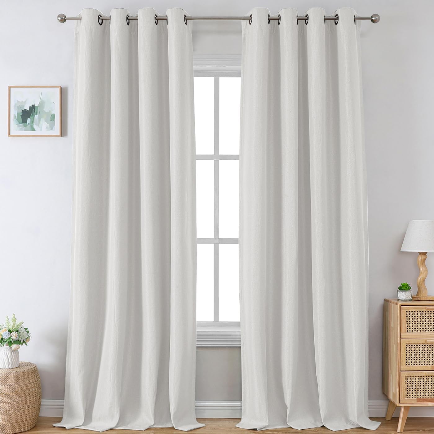 H.VERSAILTEX Linen Blackout Curtains for Bedroom and Living Room