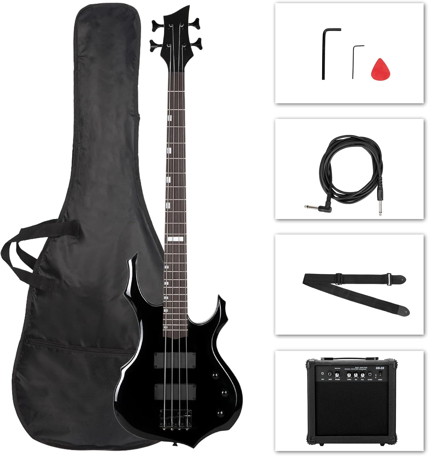 Ktaxon Electric Bass Guitar Set with 20 Watt Amplifier and Bag