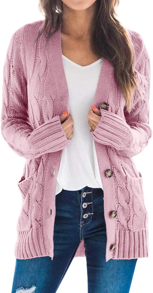 Goranbon Women's Cable Knit Cardigan for Stylish Comfort