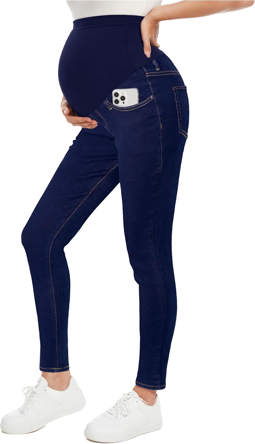 PACBREEZE Women's Maternity Jeans Over Belly Skinny Fit