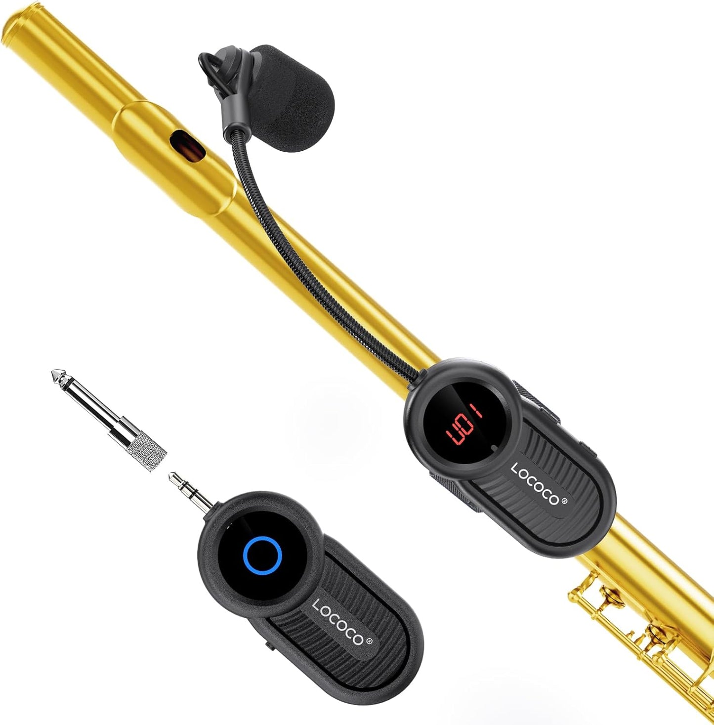 UHF Wireless Flute Microphone System for Wind Instruments
