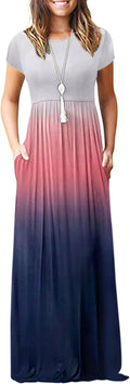 Women's Short Sleeve Loose Maxi Dress - Comfortable Summer Slip