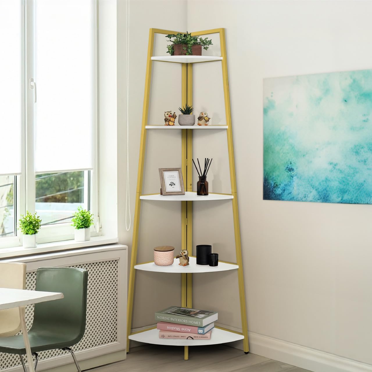 CAPHAUS Tall Corner Shelf Stand for Stylish Home Decor